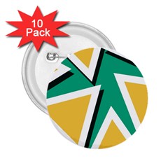 Triangles Texture Shape Art Green Yellow 2 25  Buttons (10 Pack) 