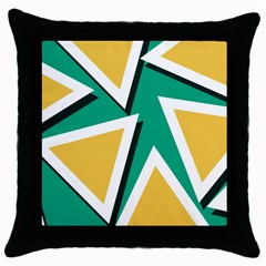 Triangles Texture Shape Art Green Yellow Throw Pillow Case (black) by Mariart