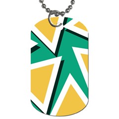 Triangles Texture Shape Art Green Yellow Dog Tag (one Side) by Mariart