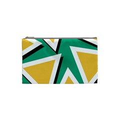 Triangles Texture Shape Art Green Yellow Cosmetic Bag (small) 