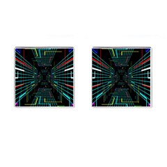 Seamless 3d Animation Digital Futuristic Tunnel Path Color Changing Geometric Electrical Line Zoomin Cufflinks (square) by Mariart