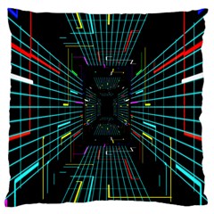 Seamless 3d Animation Digital Futuristic Tunnel Path Color Changing Geometric Electrical Line Zoomin Large Cushion Case (one Side)