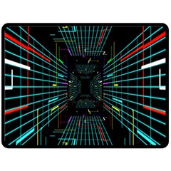 Seamless 3d Animation Digital Futuristic Tunnel Path Color Changing Geometric Electrical Line Zoomin Double Sided Fleece Blanket (large)  by Mariart