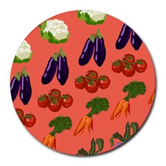 Vegetable Carrot Tomato Pumpkin Eggplant Round Mousepads