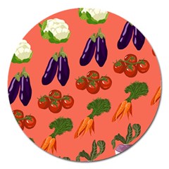 Vegetable Carrot Tomato Pumpkin Eggplant Magnet 5  (round)