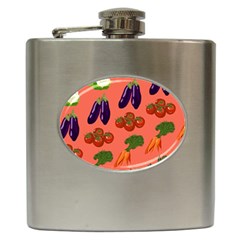 Vegetable Carrot Tomato Pumpkin Eggplant Hip Flask (6 Oz) by Mariart