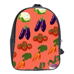 Vegetable Carrot Tomato Pumpkin Eggplant School Bag (large)