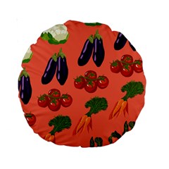 Vegetable Carrot Tomato Pumpkin Eggplant Standard 15  Premium Round Cushions by Mariart