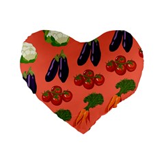 Vegetable Carrot Tomato Pumpkin Eggplant Standard 16  Premium Heart Shape Cushions by Mariart