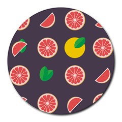 Wild Textures Grapefruits Pattern Lime Orange Round Mousepads