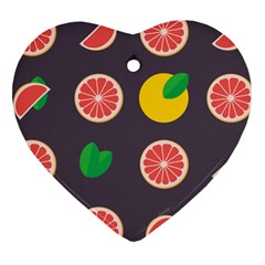 Wild Textures Grapefruits Pattern Lime Orange Ornament (heart) by Mariart