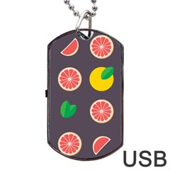 Wild Textures Grapefruits Pattern Lime Orange Dog Tag Usb Flash (one Side) by Mariart