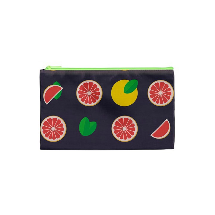 Wild Textures Grapefruits Pattern Lime Orange Cosmetic Bag (XS)