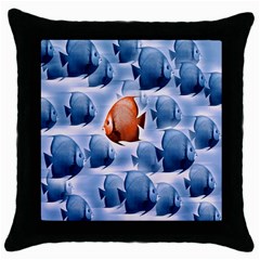 Swim Fish Throw Pillow Case (black)