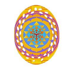 Triangle Orange Pink Oval Filigree Ornament (two Sides) by Mariart