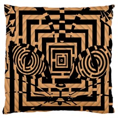 Wooden Cat Face Line Arrow Mask Plaid Large Cushion Case (two Sides) by Mariart