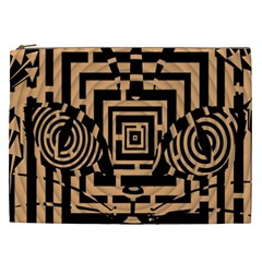 Wooden Cat Face Line Arrow Mask Plaid Cosmetic Bag (xxl)  by Mariart