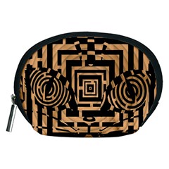 Wooden Cat Face Line Arrow Mask Plaid Accessory Pouches (medium)  by Mariart