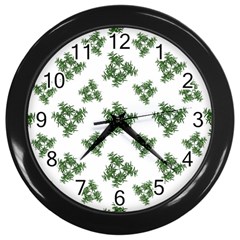 Nature Motif Pattern Design Wall Clocks (Black)