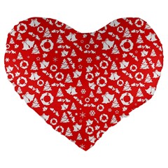 Xmas pattern Large 19  Premium Heart Shape Cushions