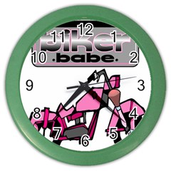 Biker Babe Color Wall Clocks by SpaceyQT