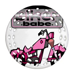 Biker Babe Ornament (round Filigree)