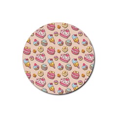 Sweet Pattern Rubber Round Coaster (4 Pack)  by Valentinaart