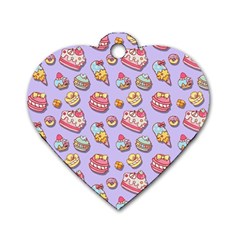 Sweet Pattern Dog Tag Heart (one Side) by Valentinaart