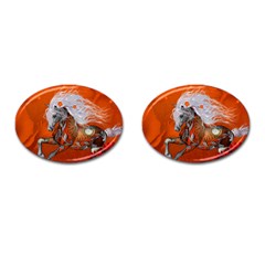 Steampunk, Wonderful Wild Steampunk Horse Cufflinks (oval) by FantasyWorld7