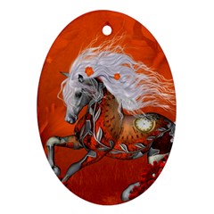 Steampunk, Wonderful Wild Steampunk Horse Ornament (oval) by FantasyWorld7