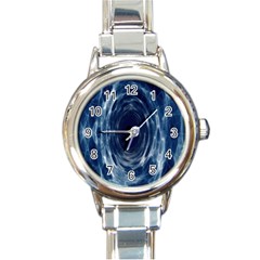 Worm Hole Line Space Blue Round Italian Charm Watch