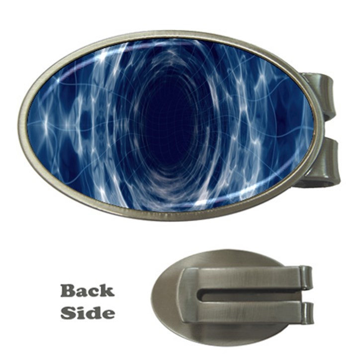 Worm Hole Line Space Blue Money Clips (Oval) 