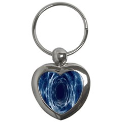 Worm Hole Line Space Blue Key Chains (heart)  by Mariart