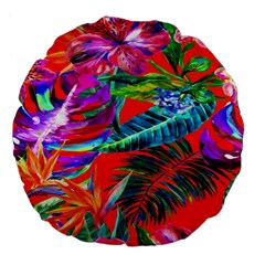 Aloha Hawaiian Flower Floral Sexy Summer Orange Large 18  Premium Flano Round Cushions by Mariart