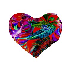 Aloha Hawaiian Flower Floral Sexy Summer Orange Standard 16  Premium Flano Heart Shape Cushions by Mariart