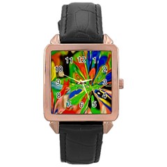Acrobat Wormhole Transmitter Monument Socialist Reality Rainbow Rose Gold Leather Watch  by Mariart