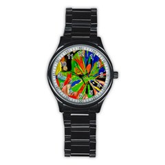 Acrobat Wormhole Transmitter Monument Socialist Reality Rainbow Stainless Steel Round Watch by Mariart