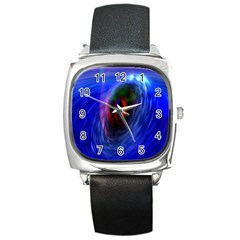Black Hole Blue Space Galaxy Square Metal Watch by Mariart
