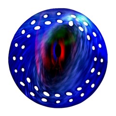 Black Hole Blue Space Galaxy Round Filigree Ornament (two Sides)