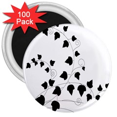 Black Leaf 3  Magnets (100 Pack)