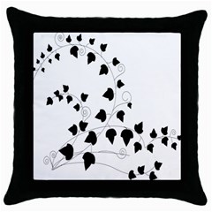 Black Leaf Throw Pillow Case (Black)