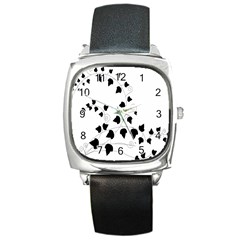 Black Leaf Square Metal Watch