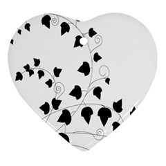 Black Leaf Heart Ornament (Two Sides)