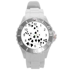 Black Leaf Round Plastic Sport Watch (L)