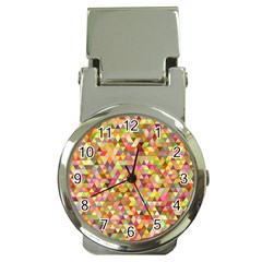 Multicolored Mixcolor Geometric Pattern Money Clip Watches