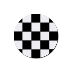 Grid Domino Bank And Black Rubber Coaster (round)  by Nexatart