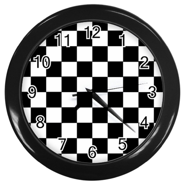 Grid Domino Bank And Black Wall Clocks (Black)