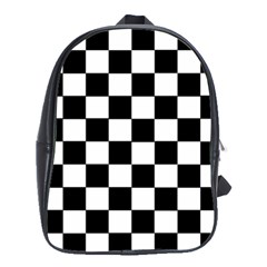 Grid Domino Bank And Black School Bag (large) by Nexatart