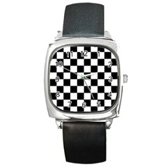 Grid Domino Bank And Black Square Metal Watch