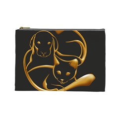 Gold Dog Cat Animal Jewel Dor¨| Cosmetic Bag (large)  by Nexatart